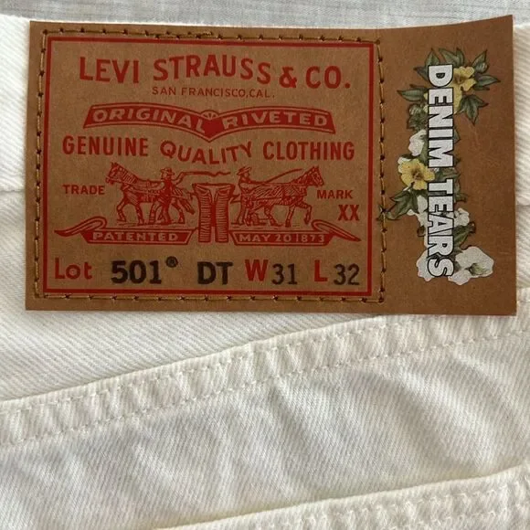 Denim Tears x Levi's Men's Cotton Wreath Chainstitch Jeans White 31 x 32